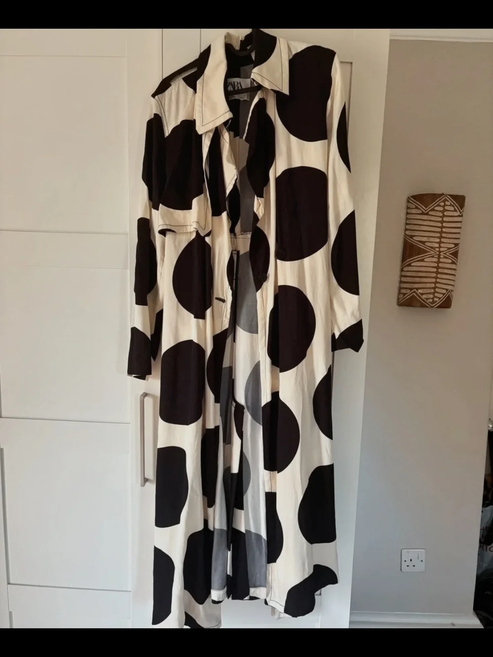 Zara Studio Collection Black & White Polka Dot Trench Coat. Limited Edition.